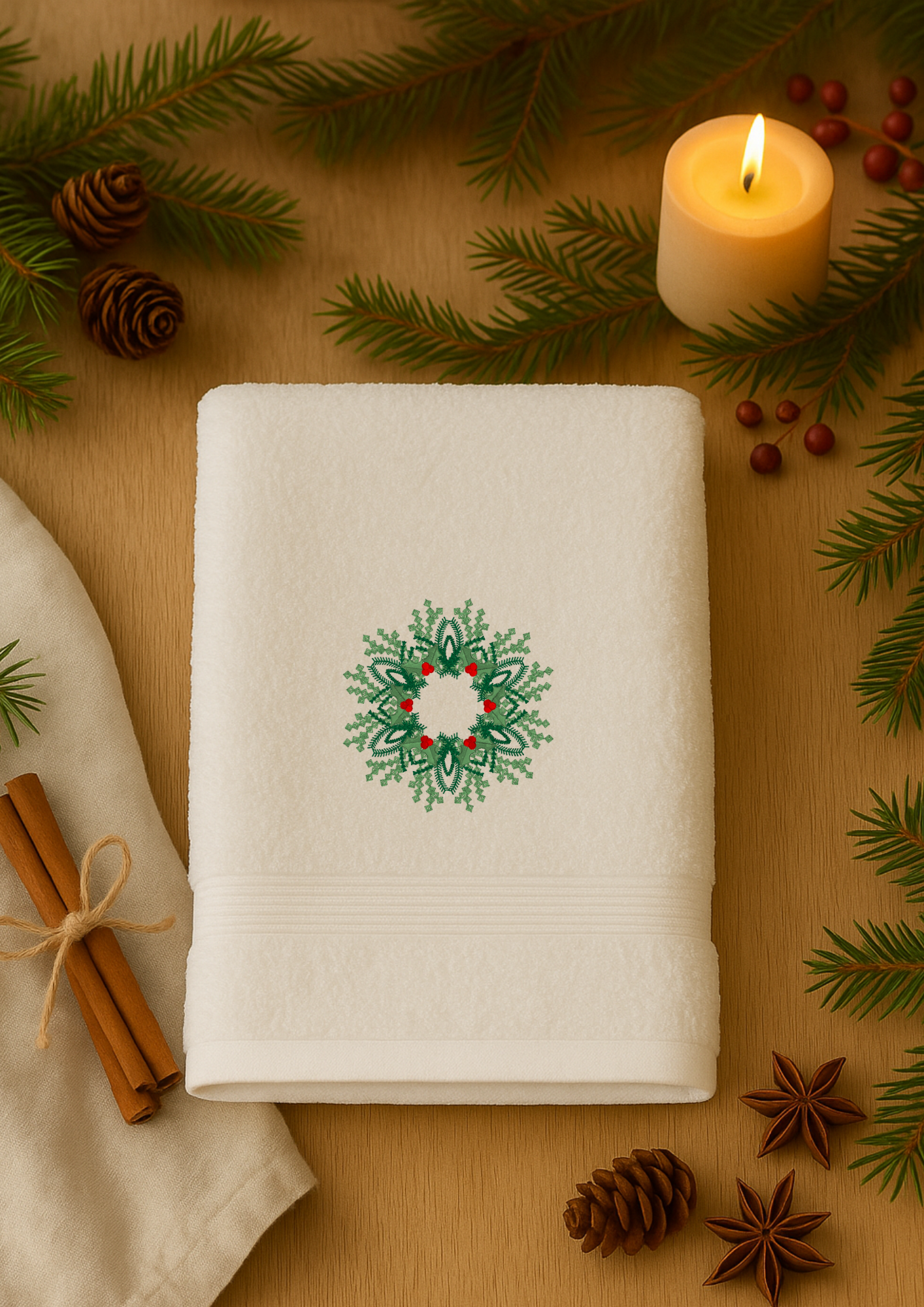 Gestahandklæði Hvítt | Jólakrans
