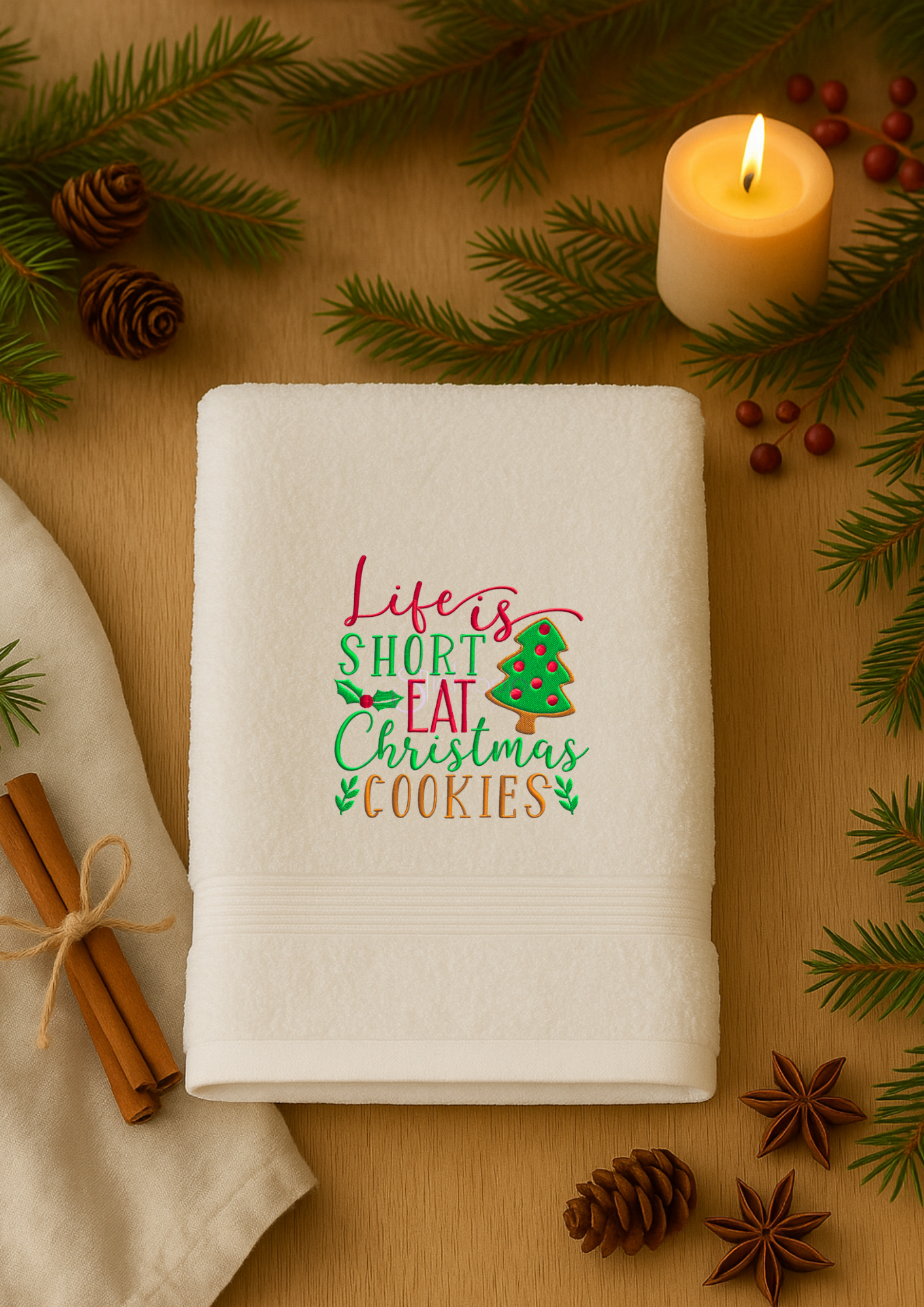 Gestahandklæði | Life is Short Eat Christmas Cookies